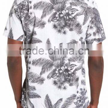 Men's Latest Cotton Gym Shirt Designed in Tropical-vibe With Short Sleeves photo-2