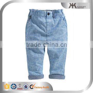Wholesale Cheap Fashion Blue Linen and Cotton Blend Chino Pants photo-2