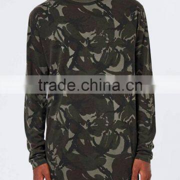 Camo Printed Longline t Shirts Mens Long Sleeve T-shirt Custom for Man photo-2