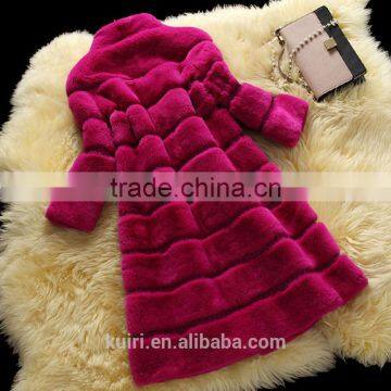 New Designer 80cm Vintage Natural Rex Rabbit Chinchilla Fur Winter Long Coat Jacket With Fur Collar For Women photo-6