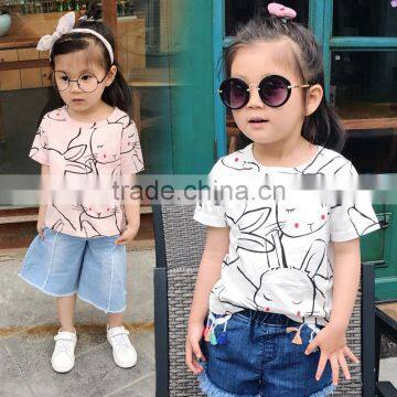 S17101A Summer t-shirt cotton children clothes casual girls t shirt