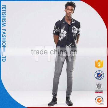 Cheapest Price OEM Service Wholesale Mens Black and White Printed Dress Shirts photo-2