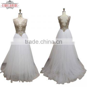 OEM Long Floor-length White A line Wedding Dress