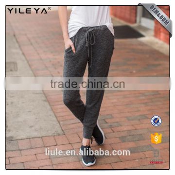 100% cotton sports style grey women sweatpants with strings