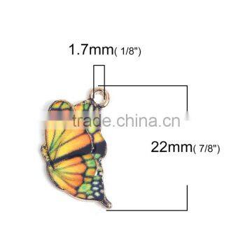 Zinc Based Alloy Butterfly Wing Charms Gold Plated Yellow Enamel photo-2