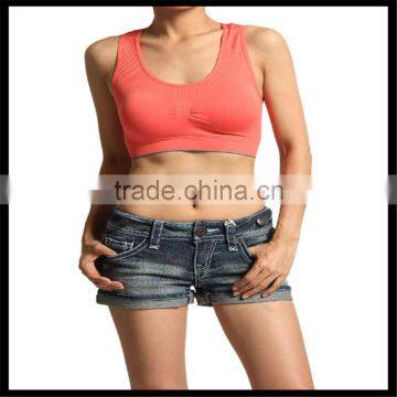 Plain Seamless Cropped TANK TOP Yoga Gym Active Sports Bra orange color