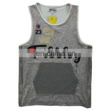 China factory gray dry fit sleeveless sports t shirt for men