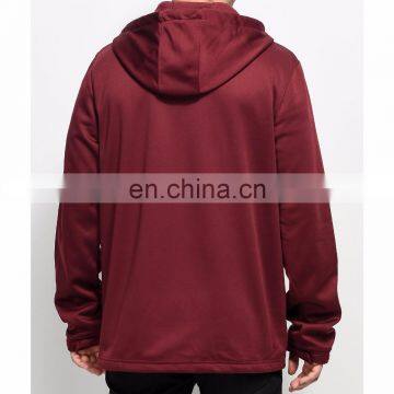 New Fashion Fancy Design Custom Men Adjustable Drawstring Hoodies Burgundy Tech Fleece Full Zip Hoodie photo-2