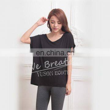 Black Bamboo Summer Breathable T-shirt Blouse Home Wear Girls