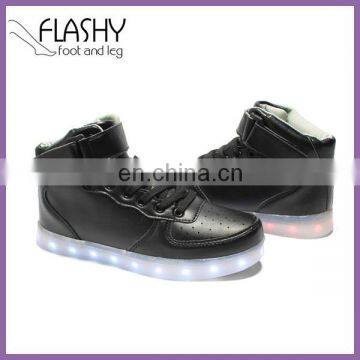 Wholesale fashion man PU shoes adults neon basket LED leather shoes stocks 2016