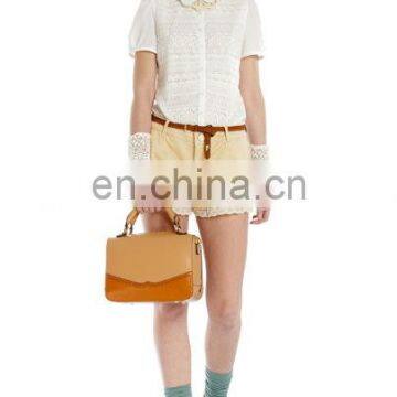 2014 Catchy Cotton Floral Lace Design Plain Color Women Short Simple Pants