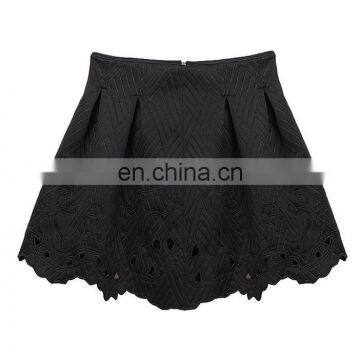 2014 new design winter character embroidery black mini skirt