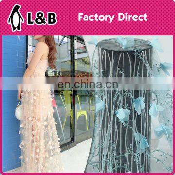 3d flower polyester royal lace embroidered fabric lace dress fabric