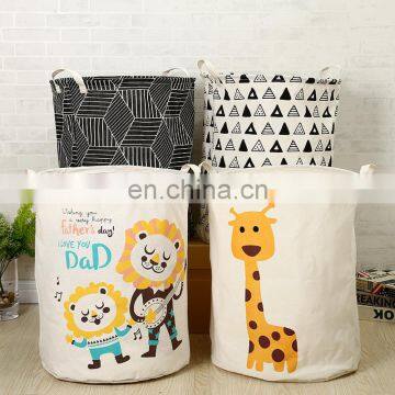 household cloth canvas collapsible laundry basket animal cartoon laundry basket children printed baby clothing storage basket