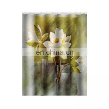 Newest Hookless 3d Printing Bathroom Shower Curtain Bath Mat Set photo-5