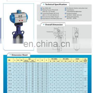 DN50~600 Wafer Flanged Pneumatic Wafer Butterfly Valve photo-4