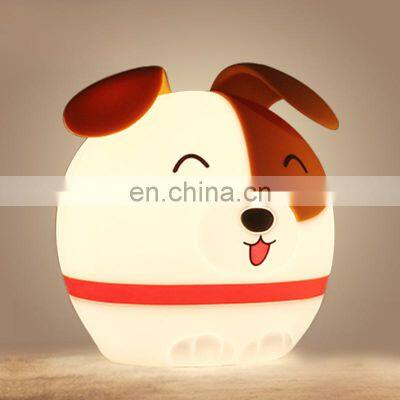 Battery bedroom soft cute night light silicone Children sleep light LED lamp carton dog shape