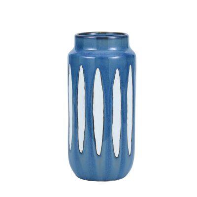 Nordic Simple Modern Style Blue Ceramic Plant Flower Vase For Coffee Room Decoration