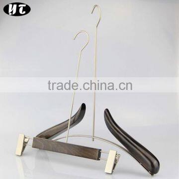 2016 new fashion long hook wooden hanger and pants hanger for luxury clothes