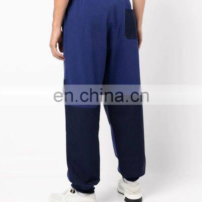 Super Simple 100% Cotton Men Casual Side Pockets Contrast-panel Track Pants photo-3