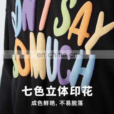 2021 Autumn and Winter New Product Brand Three-dimensional Foam Printing Color Letters Hip-hop Men's Terry Sweater