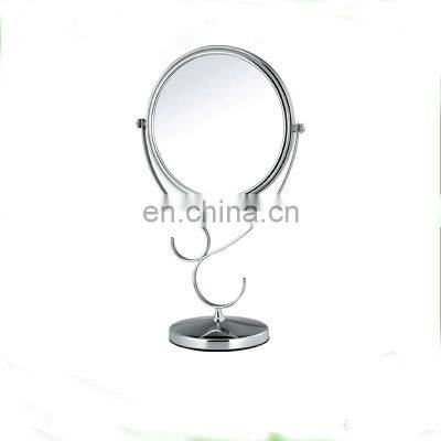 Makeup Mirror Metal Chrome Mirror Plated Cosmetic Stable Standing Base Bathroom Table Mirror photo-3