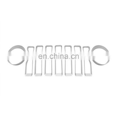 Silver Grille Grill Insert and Headlight Light Cover Trim Fit For 2018 Jeep Wrangler JL Sport/Sports