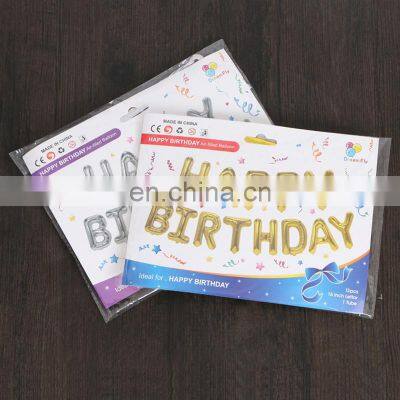 Balloons Happy Birthday Letter Color Block Party Supplies Wall Decorations Foil Balloons Set photo-3