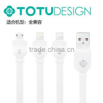 Both for iPhone and Android TOTU 3 in 1 Fast Charging Flat Usb Cable