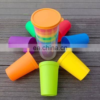 WhoseSell Rainbow Color Reusable Plastic Cups Set