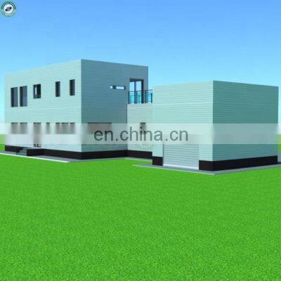 378sqm 2 Storey 3 Bedroom Luxury Prefabricated House PU Cladded Prefab Villa With 2 Garages & Large Balcony