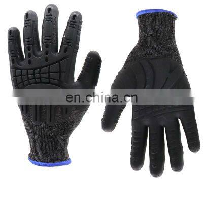 Factory Custom Industrial TPE TPR Black Anti Impact Protection Mechanical Work Safety Gloves photo-3