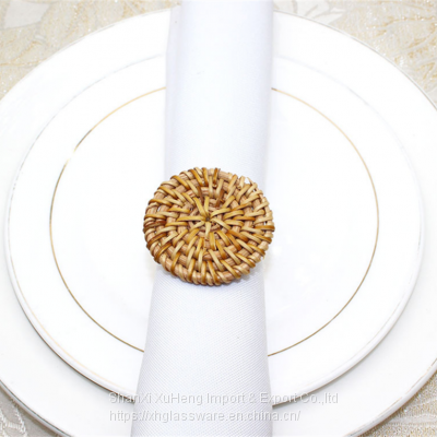 Handmade Rattan Serviette Vintage Napkin Holder Rings For Wedding Table Setting photo-3