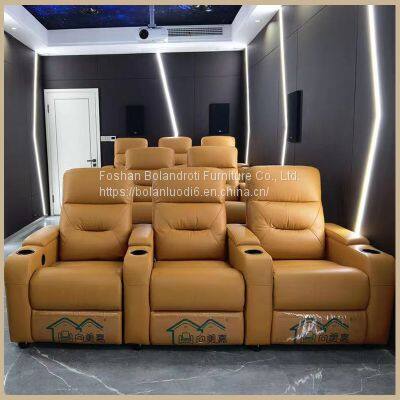 Villa Living Room Leather Electric Sofa Home Theater Electric Multi-functional Audio-visual Room Sofa Combination photo-2