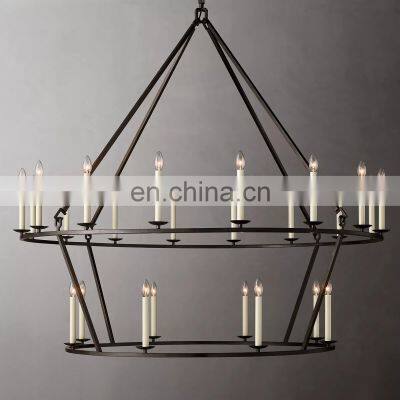Modern Luxury Dining Large Glass Gold 19TH C. ENGLISH OPENWORK Two-Tier Round Chandelier For Living Room Bedroom photo-3