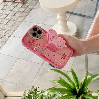 Stylish 3D Butterfly Stand Silicone Shock-proof Phone Case Iphone 12 13 14 15Pro Max photo-4
