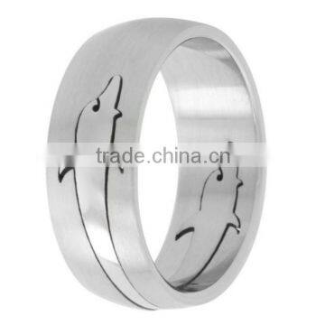 Surgical Steel Dolphin Ring Domed 8mm Wedding Band