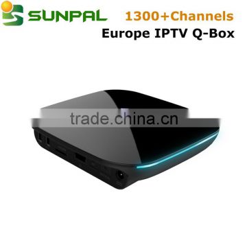 high quality Android 5.1 TV Box S905 Gigabit network Q-BOX with French Portugal Italy IPTV Subcription Original q box receiver