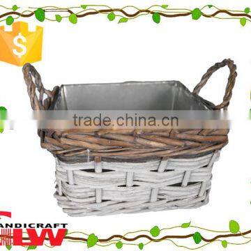 handicraft: 1 piece square split willow planter, basket