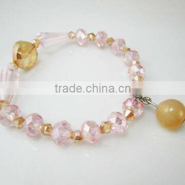 New pink crystal beads bracelet