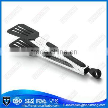 Slotted Turner Shape Head Kitchen Tongs with Tail Lock