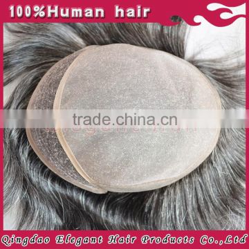 Toupee China hair factory wholesale price top grade unprocessed indian hair mens toupee with gray hair