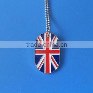 UK/ Great Britain flag enamel dog tag with ball chain necklace for people gifts