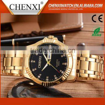 Best Quality Vogue Designer Day/Date Japan Movt Quartz Watch Price Gold Men