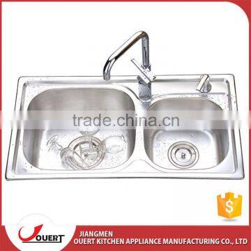 Top quality China topmount stainless steel double bowl kitchen inox sink