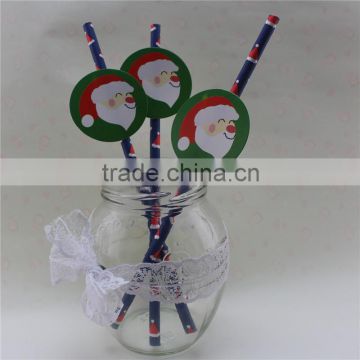 Paper Drinking Straws With Christmas Hats Inset Card