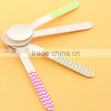 Party Used Colorful Chevron Wooden Cutlery , Pretty Small Wooden Spoons                        
                                                Quality Choice