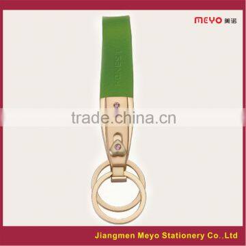 2015 Cuatom Made Metal Genuine Leather Two Rings Keychain For Bank Gift or Hotel Gift photo-4