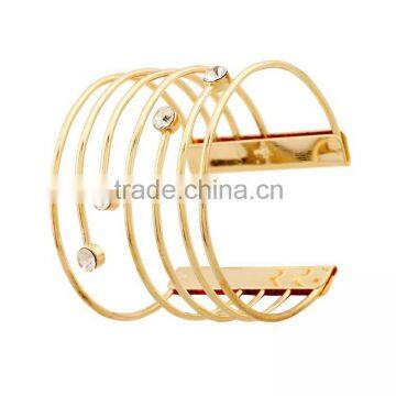Europe Wire Shape Diamond Gold Plated Cuff Bracelet photo-2