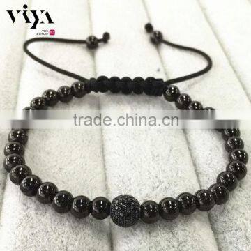 2016 Latest Fashion Beaded Wrap Bracelet With Ajustable Cord Black Beads Bracelet photo-2